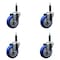 Service Caster 4'' Blue Poly Wheel Swivel 3/4'' Expanding Stem Caster Set, 4PK SCC-EX20S414-PPUB-BLUE-34-4 - alternate 1